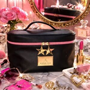 Jeffree Star Cosmetics Black Train Case Y2K Glam Makeup Bag Pink Gold Star